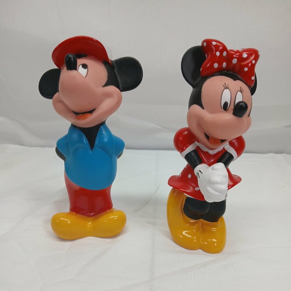 Vintage Mickey And Minnie Rubber Doll / Figures